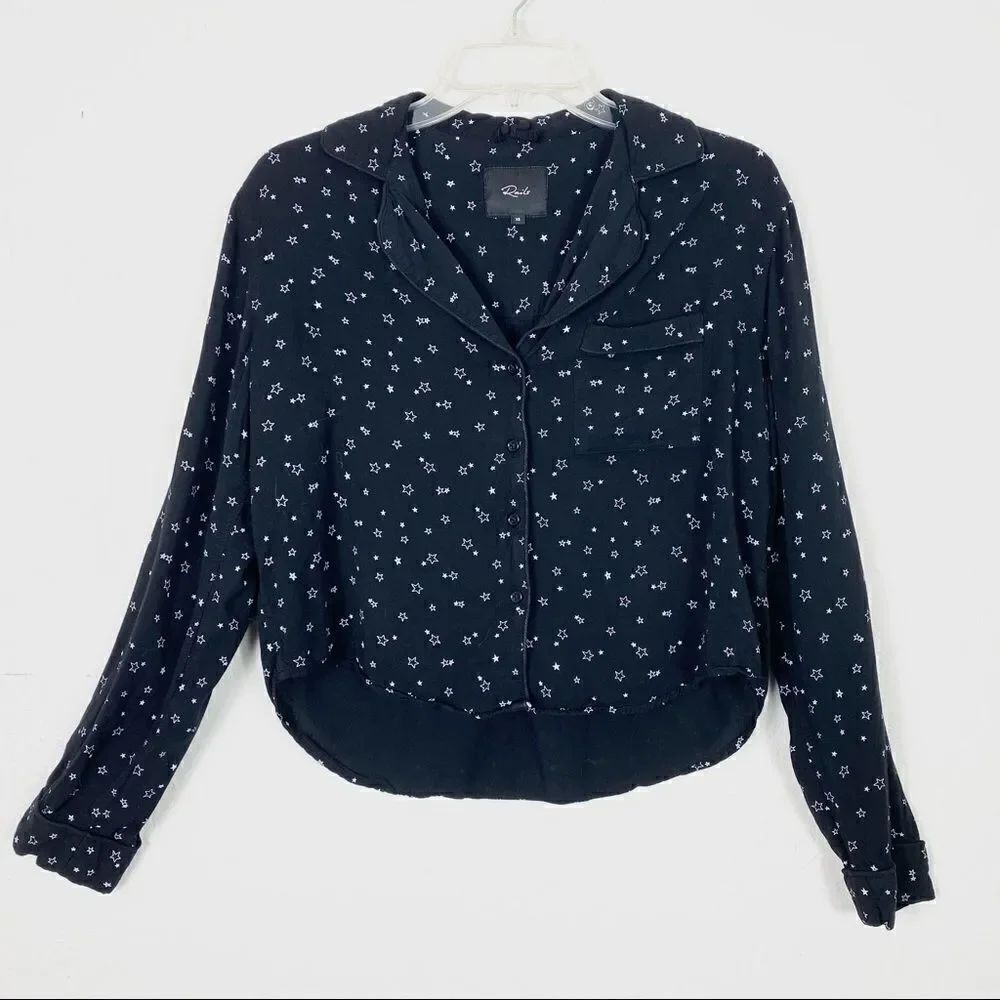 Rails Black & White Star Print Button Up Shirt
